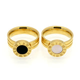 Roman numerals round shell agate ring – Birthday Gifts — 7