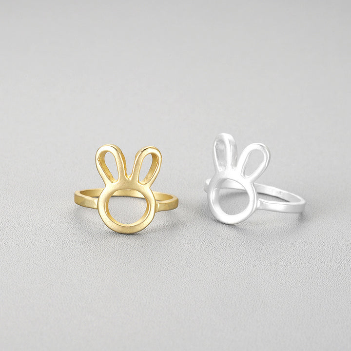 Alloy Hollow Cute Rabbit Animal Food Ring Ring – Gifts for Pet Lovers — 1