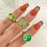 Vintage 6 Piece Green Hugging Hand Ring Set Women's – Gifts for Her — 14