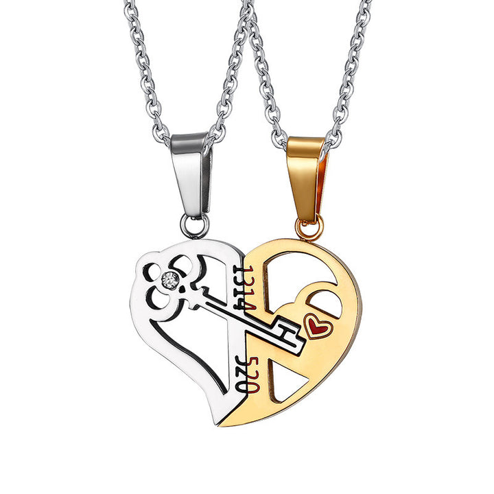 Titanium Steel Puzzle Heart-Shaped Couple Pendant – Jewelry Gift Ideas — 1