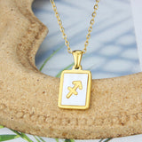 Stainless Steel Square Shell Zodiac Necklace – Jewelry Gift Ideas — 12