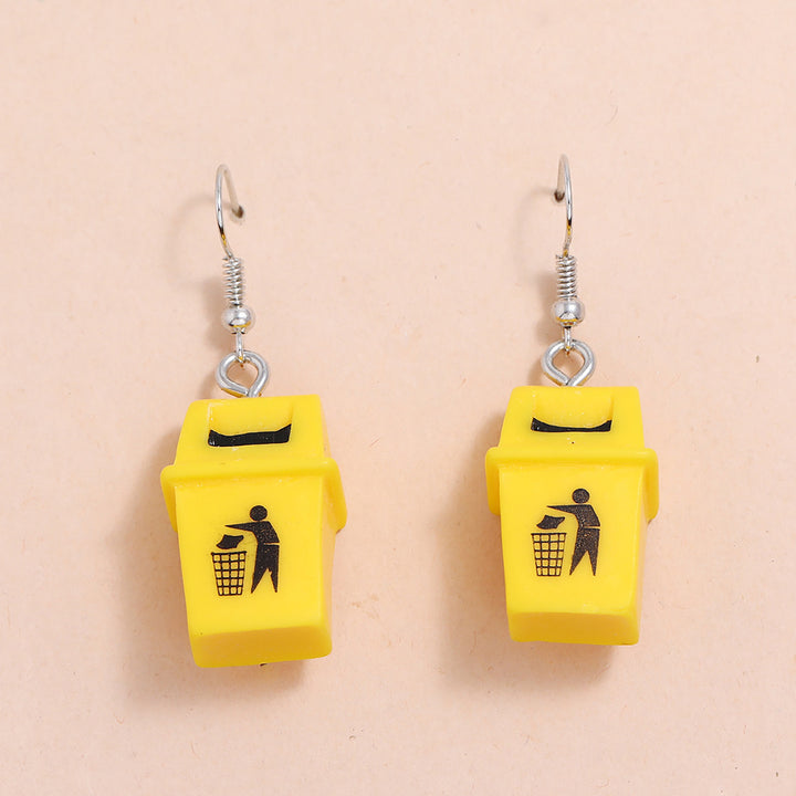 Yellow Bin Earrings Funny Resin – Special Occasion Gifts — 1