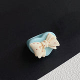 Cute Acrylic Dot Bow-knot Charm Heart Ring – Jewelry Gift Ideas — 1