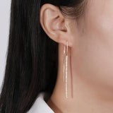 Sterling Silver Line Women's Zircon Earrings – Gifts for Her — 1