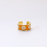 Vintage Oil Drop Daisy Ring Wide Ring – Birthday Gifts — 4