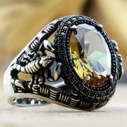 Snakelike Winding Black Flat Gemstone Ring Men's – Gifts for Him — 19