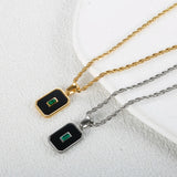 Square Rose Pendant Necklace Fashion Stainless – Jewelry Gift Ideas — 8
