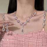 Pink Sparkling Rhinestone Waterdrop Necklace Chic – Jewelry Gift Ideas — 1