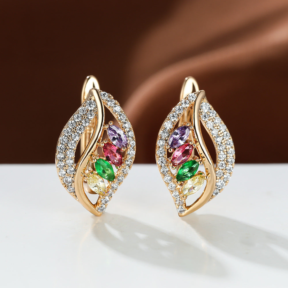 Ins Leaf-shaped Rhinestones Earrings Fashion Unique – Stylish Gifts — 1