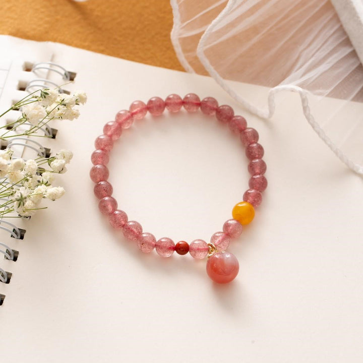 Single Circle Quartz Jade Strawberry Crystal – Jewelry Gift Ideas — 1