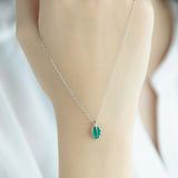 Small Epoxy Green Leaf Clavicle Necklace – Jewelry Gift Ideas — 3