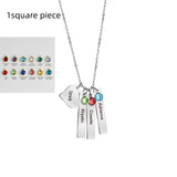 Birthday Stone Peach Heart Square Necklace – Jewelry Gift Ideas — 6