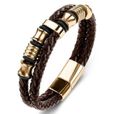 Men's Leather Titanium Steel Punk Bracelet – Jewelry Gift Ideas — 10