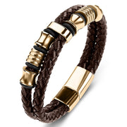 Men's Leather Titanium Steel Punk Bracelet – Jewelry Gift Ideas — 10