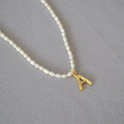 Rice Pearl Fashion Simple Letter Pendant Necklace – Jewelry Gift Ideas — 4