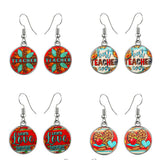 Boho Best Teacher Ever Glass Dome Earrings Stainless – Gifts for Her — 1