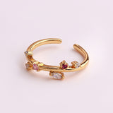 Copper Micro-set Colored Zircon Heart-shaped Ring – Gifts for Her — 9