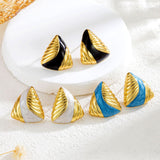 Drop Oil Triangle Striped Ear Studs Minority Fashion – Stylish Gifts — 4