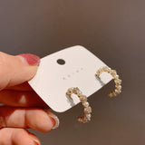 Pearl C-Shaped Temperament Geometric Circle Earrings – Birthday Gifts — 3