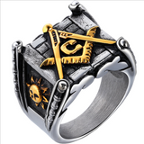 Masonic rings for men gold sun moon making Punk – Gifts for Him — 4
