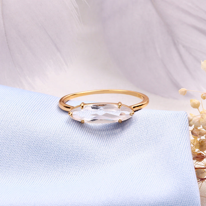 S925 Sterling Silver Natural White Crystal Ring Women – Gifts for Her — 1