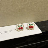 S925 Silver Needle Red Cherry Pearl Earrings Female – Gifts for Her — 5