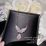 Feather Wing Waterdrop Gemstone Zircon Necklace – Jewelry Gift Ideas — 4