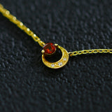 Pure 925 Silver Plated 14K Gold Pomegranate Moon – Jewelry Gift Ideas — 3