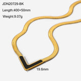 Stainless Steel Flat Snake Chain V Shape Necklace – Jewelry Gift Ideas — 9