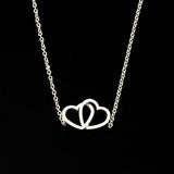 Friendship Bracelet Silver Double Heart Necklace – Jewelry Gift Ideas — 3