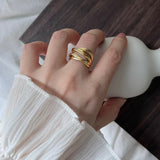 Silver Heavy Industry Irregular Cross Line Ring – Thoughtful Gifts — 4