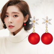 Short Festive Red Pearl Frosted Bead Earrings – Stylish Gifts — 8
