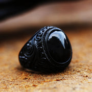 Vintage Stainless Steel Engraved Ring With Gemstones – Practical Gifts — 4