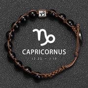 Natural Stone 12 Zodiac Obsidian Hand-woven Bracelet – Stylish Gifts — 4