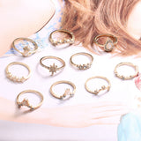 Diamond-embedded Combination Knuckle Ring 10-piece – Thoughtful Gifts — 4