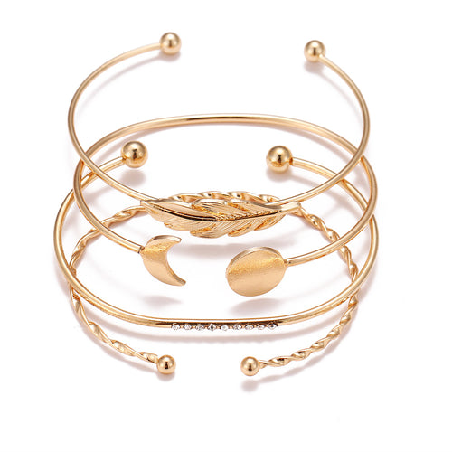 Creative Fashion Moon Round Leaf Inlaid Brick Bracelet – Stylish Gifts — 2