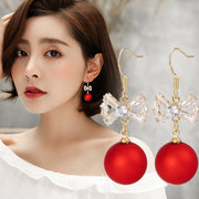Short Festive Red Pearl Frosted Bead Earrings – Stylish Gifts — 6