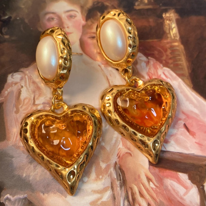 Pearl Heart Middle Ancient Glaze Earring Ear Clip – Jewelry Gift Ideas — 1
