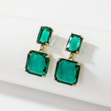 Women's Silver Needle Emerald Chain Earrings – Gifts for Her — 5