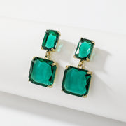 Women's Silver Needle Emerald Chain Earrings – Gifts for Her — 5
