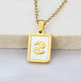 Stainless Steel Square Shell Zodiac Necklace – Jewelry Gift Ideas — 14