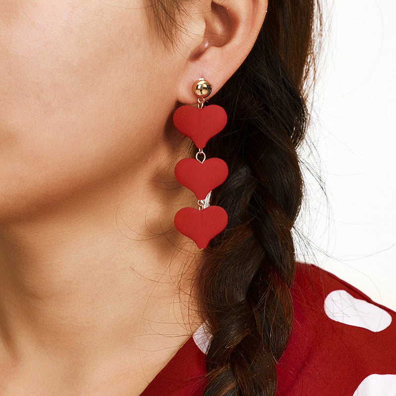 Earrings Personality Exaggerated Red Heart Long – Stylish Gifts — 1