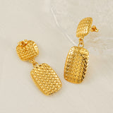 Women's Stainless Steel Square Textile Stud Earrings – Gifts for Her — 4