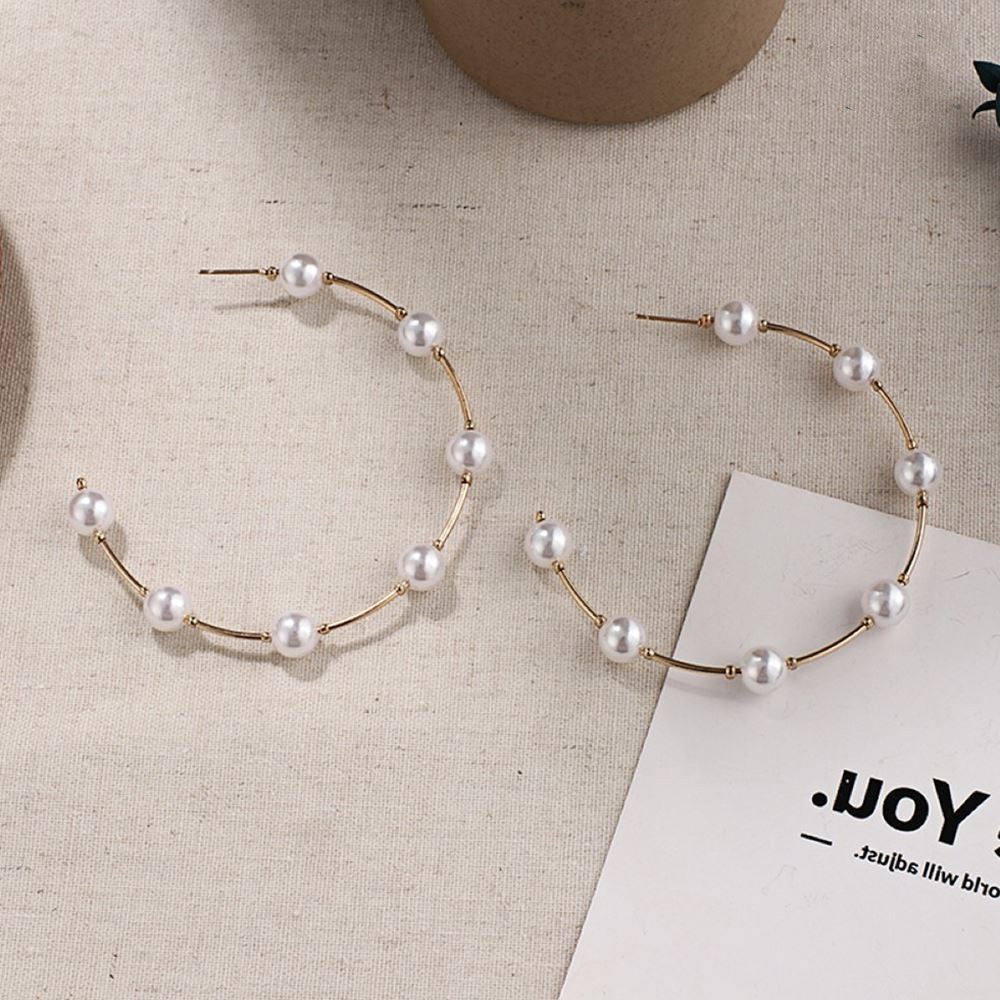 Pearl big circle earrings – Unique Gift Ideas — 1