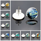 Van Gogh Landscape Oil Painting Art Stud Earrings – Creative Gifts — 3