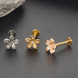 Zircon Little Flower Women's Ear Bone Stud Screw Human – Gifts for Her — 3