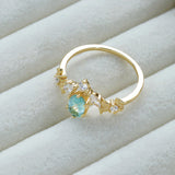 14K Gold Baroque Quiet Apatite White Zirconium Ring – Small Gift Ideas — 3
