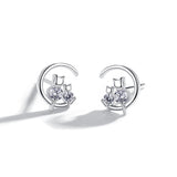 Star Moon Cat Earrings Women's Sterling Silver – Gifts for Her — 2