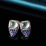 Jade Chalcedony Ice Plated S925 Silver Sapphire Earrings – Gift Ideas — 3