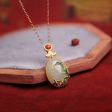 Women's Oval Sterling Silver Painted Necklace – Jewelry Gift Ideas — 4